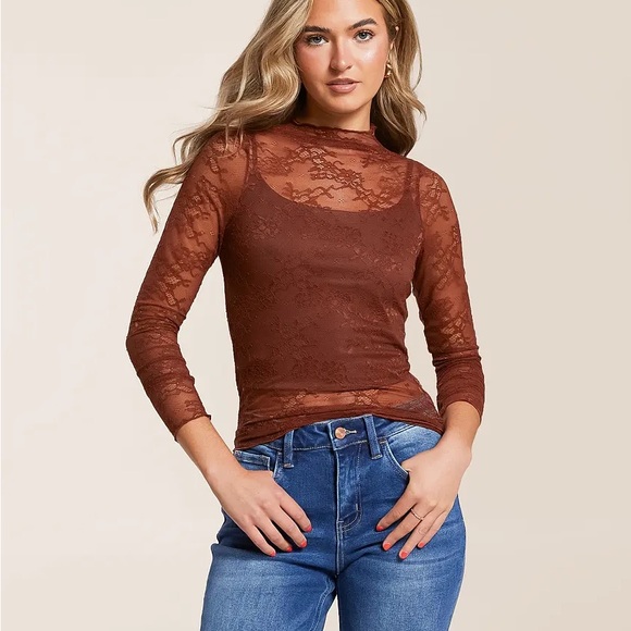 willow & root Tops - Elegant Brown/Copper Lace Top ‼️WORN ONE TIME‼️
